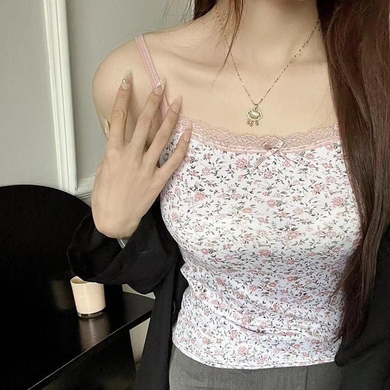 Loveisbra สายเดี่ยวพิมพ์ลายดอก แต่งขอบลูกไม้สุดเซ็กซี่ ผ้านุ่มใส่สบาย รูปที่ 3