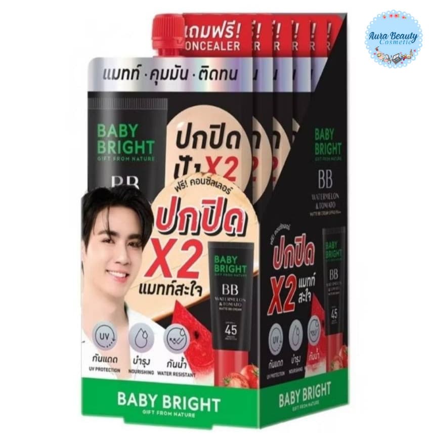Baby Bright Watermelon & Tomato BB Cream SPF45 PA++ #21 Light Beige แถม Concealer บีบีครีมแตงโม รูปที่ 1