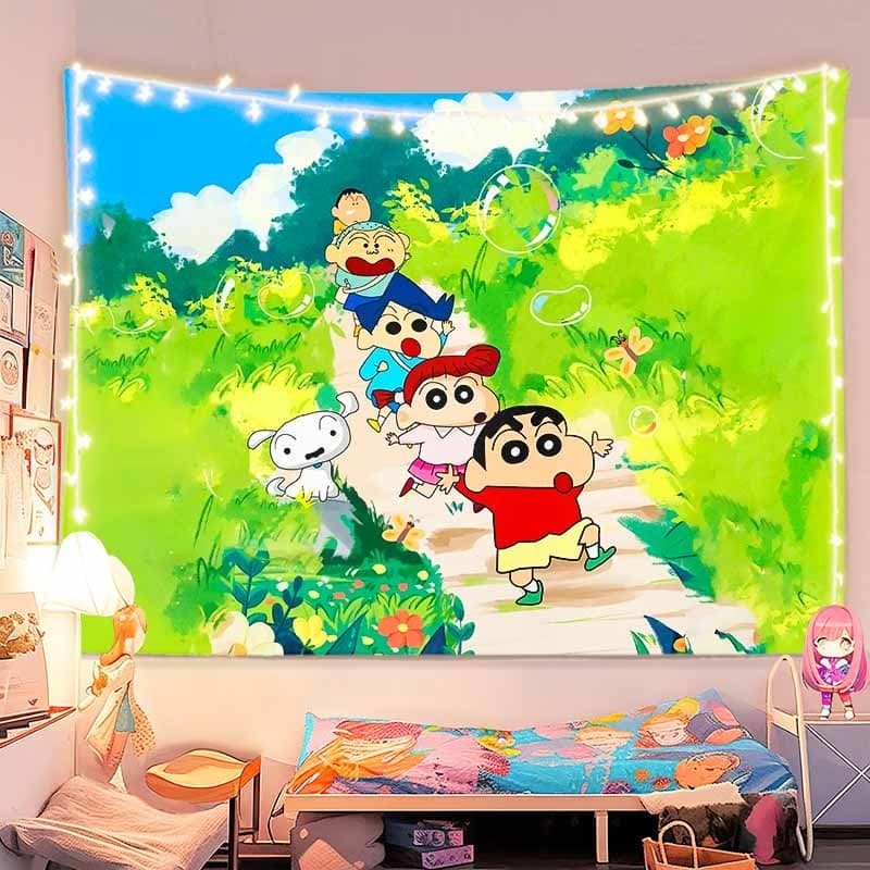 จัดส่งจากไทย] ผ้าพื้นหลัง Agirl Crayon Shin-chan ผ้าแขวนการ์ตูนอนิเมะสองมิติ น่ารัก ตกแต่งห้องนอนวันเกิด รูปที่ 4