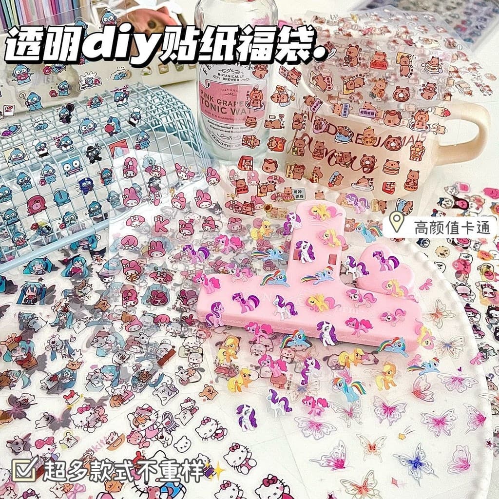 สติ๊กเกอร์โปร่งใสหลายประเภท ดินสอดินสอเล็ก ๆ น้อย ๆ ชุดใหญ่ DIY สติ๊กเกอร์ตกแต่งที่มีมูลค่าสูงนักเรียนปากกาใสกันน้ําสติ๊กเกอร์ผีเสื้อ รูปที่ 3