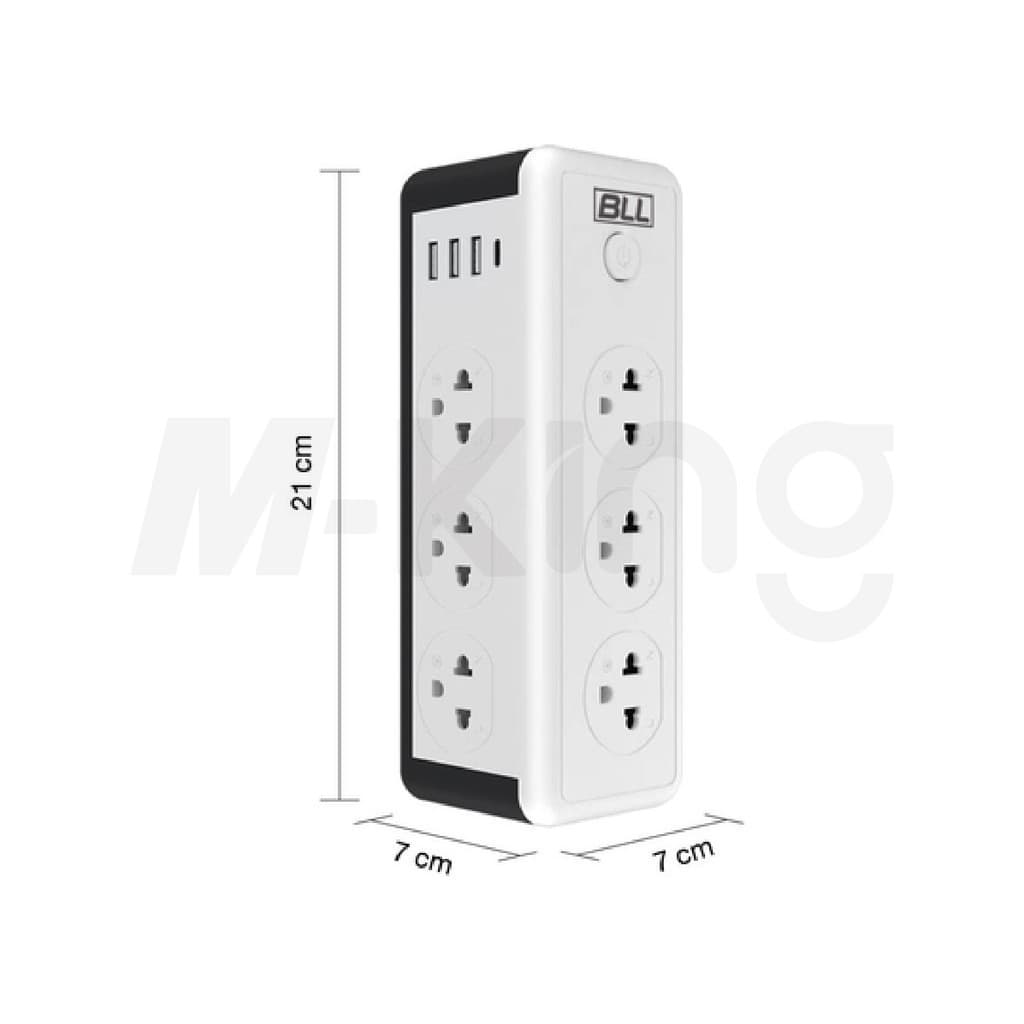 BLL รุ่น B33 Plug ปลั๊กไฟคอนโด 2300W 6ช่องเสียบ 1สวิตซ์ 3ช่องUSB 1ช่องType-C ยาว 3เมตร รูปที่ 5