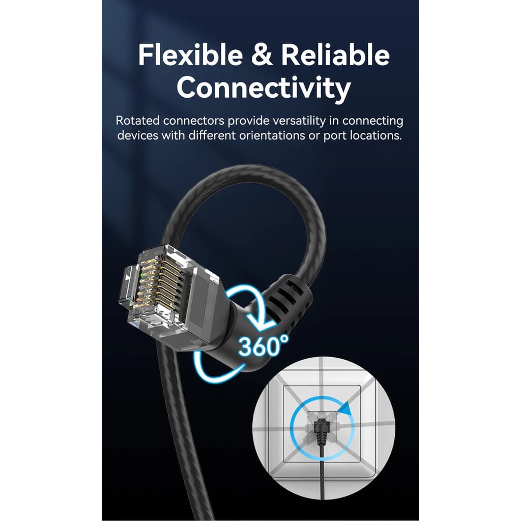 Vention CAT6A สายอีเธอร์เน็ต 10Gbps 90/360 องศาการหมุน CAT 6A Slim Networking สาย Lan รูปที่ 3