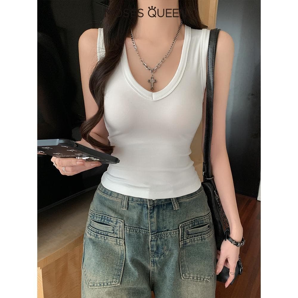 MOSESQUEEN เสื้อกั๊กแปรงเซ็กซี่ ไหล่กว้างพร้อมแผ่นรองหน้าอก เสื้อด้านในฤดูหนาวกระชับสัดส่วน #62839 รูปที่ 6