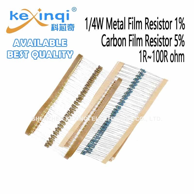 1/4W ตัวต้านทานฟิล์มโลหะ 1% ตัวต้านทานฟิล์มคาร์บอน 5% 110R~910R 220R 330R 470R 120R 510R 680R 150R 200R 270R 390R ความต้านทานโอห์ม รูปที่ 1