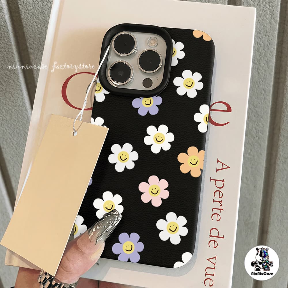 เคส For iPhone 13 เคสหนังเนื้อนิ่มสีแคนดี้ ดอกไม้น่ารัก For iPhone 15 16 13 14 12 11 Pro Max XS XR 7 8 Plus เคสหนัง Case รูปที่ 4