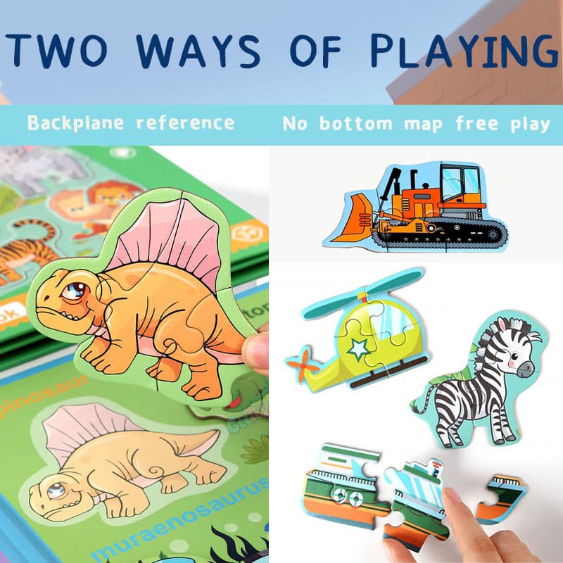 GeeToy 12ใน1 หนังสือจิ๊กซอว์แม่เหล็กพับได้ การเรียนรู้พัฒนาการทางสติปัญญา ของเล่นแม่เหล็กติดตู้เย็นสำหรับเด็ก รูปที่ 4