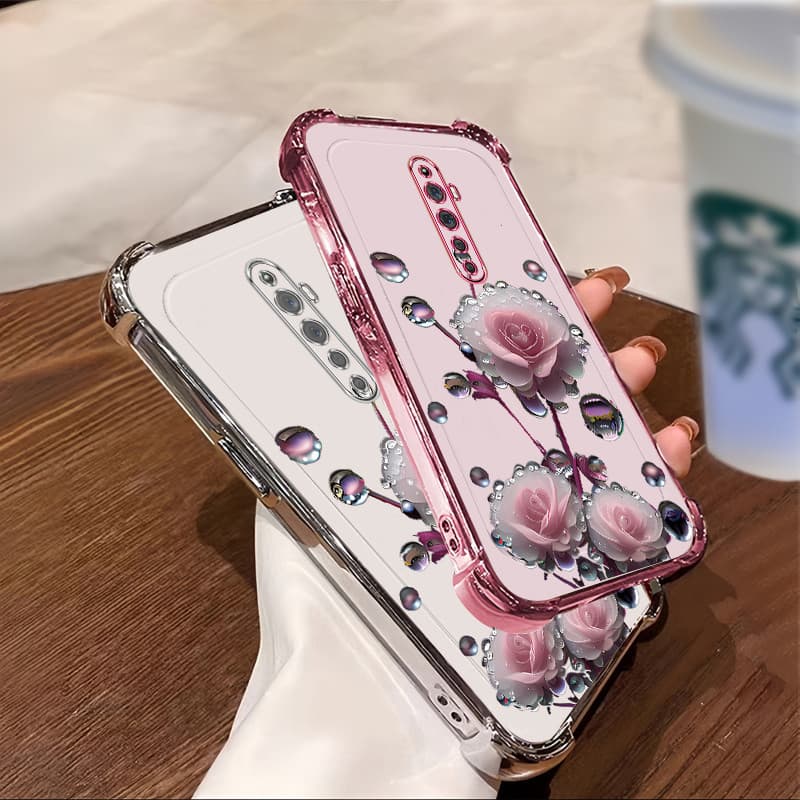 เคสสําหรับ OPPO Reno 2 2F 2Z เคสโทรศัพท์สีชมพูดอกตูมสี่มุมซิลิโคน TPU นิ่มโปร่งใส ดีซ รูปที่ 8