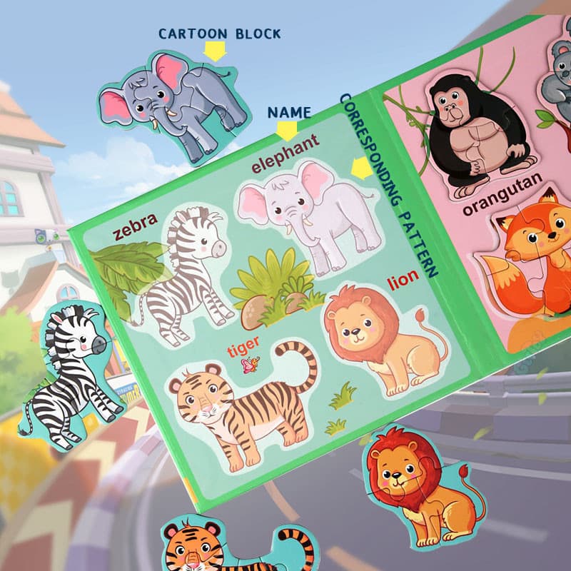 GeeToy 12ใน1 หนังสือจิ๊กซอว์แม่เหล็กพับได้ การเรียนรู้พัฒนาการทางสติปัญญา ของเล่นแม่เหล็กติดตู้เย็นสำหรับเด็ก รูปที่ 2