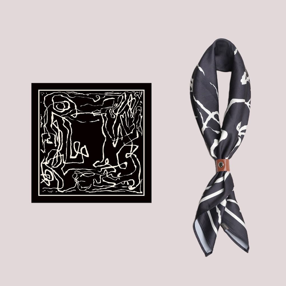 High-end American Style Unisex Style Outdoor Motorcycle Temperament All-Match Square Scarf Ami Khaki Retro Sil รูปที่ 2