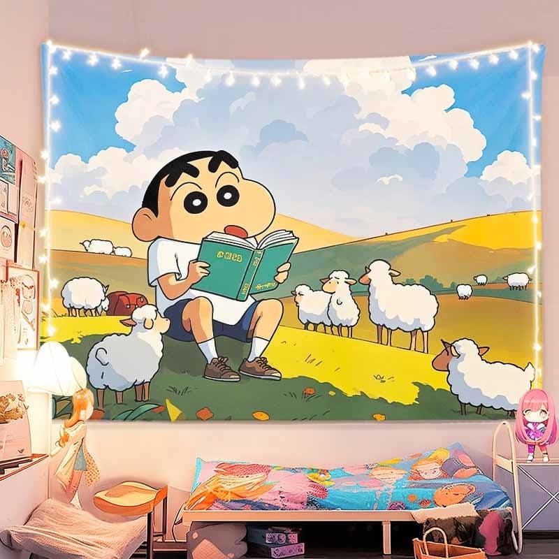 จัดส่งจากไทย] ผ้าพื้นหลัง Agirl Crayon Shin-chan ผ้าแขวนการ์ตูนอนิเมะสองมิติ น่ารัก ตกแต่งห้องนอนวันเกิด รูปที่ 3