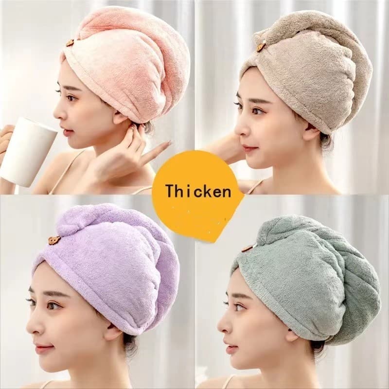 หมวกคลุมผม ผ้าเช็ดผมแห้งเร็ว หมวกคลุมผมแห้งเร็ว ผ้าขนหนูนาโน สวมใส่ง่าย มีกระดุม ดูดซับน้ำได้ดี นุ่ม ระบายอากาศได้ดี รูปที่ 3