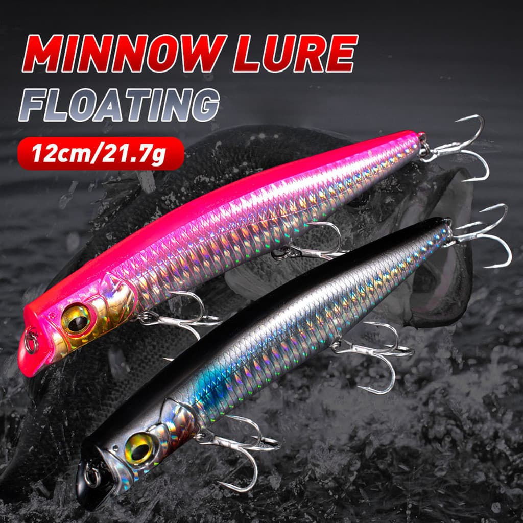 เหยื่อตกปลาเหยื่อแข็ง 12 ซม. 21.7g Minnows เหยื่อปลอมสําหรับน้ําจืดและน้ําเค็ม Swimbait สําหรับตกปลาปลาคาร์พ รูปที่ 1