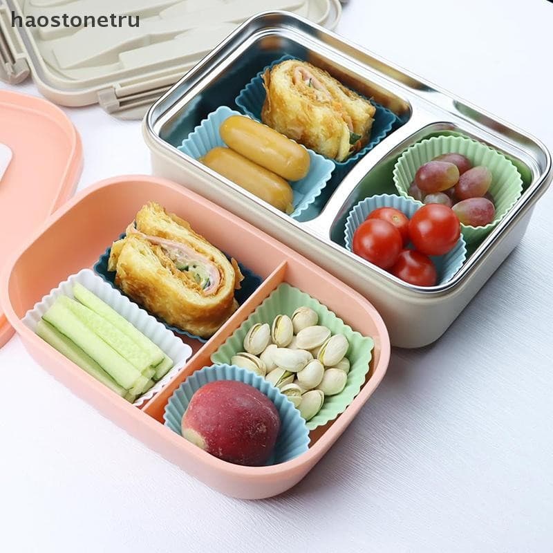 Ost 12 ชิ้นซิลิโคน Cupcake เบเกอรี่ถ้วย Non-Stick มัฟฟิน Liners ชุดแม่พิมพ์ Bento กล่องอาหารกลางวัน Dividers Pastry แม่พิมพ์เค้ก N รูปที่ 4