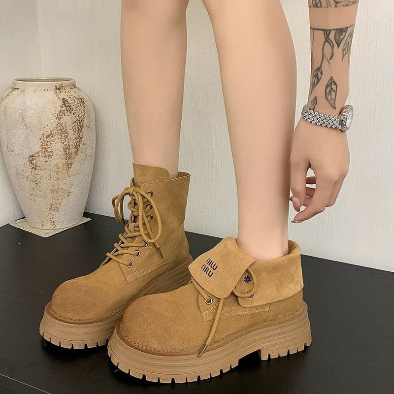 รองเท้าบูทมาร์ติน Boots Casual Round Toe กันลื่นซิป รูปที่ 1