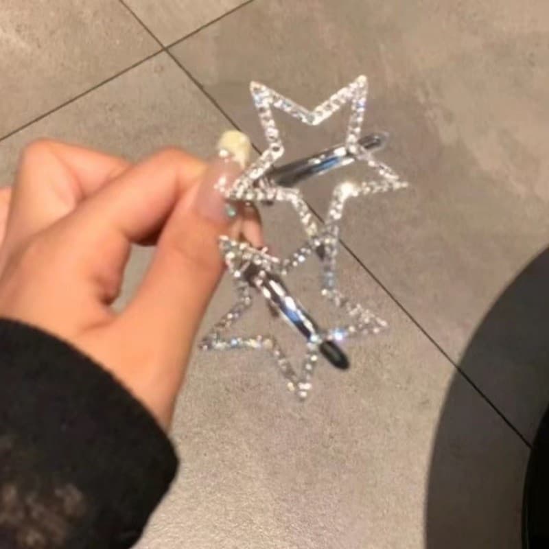 Silver Star แฟชั่น Bling Zircon Hairpin Bangs คลิปเจ้าหญิง Headwear เครื่องประดับผม รูปที่ 2