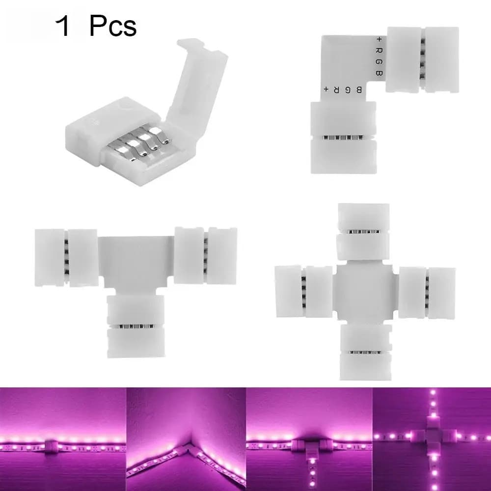 1 Pc 4Pin Led Strip Connector LT Cross Shape PCB มุมสําหรับ RGB 3528 5050 Clip-on Coupler Led Strip อุปกรณ์เสริม รูปที่ 2