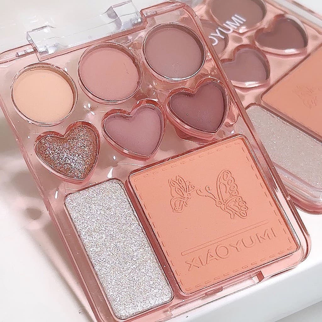 pink.girlพาเลทอายแชโดว์Eyeshadow Palette Sweetheart Blush Highlight One ธรรมชาติสามมิติกันน้ํา-Y0671 รูปที่ 8