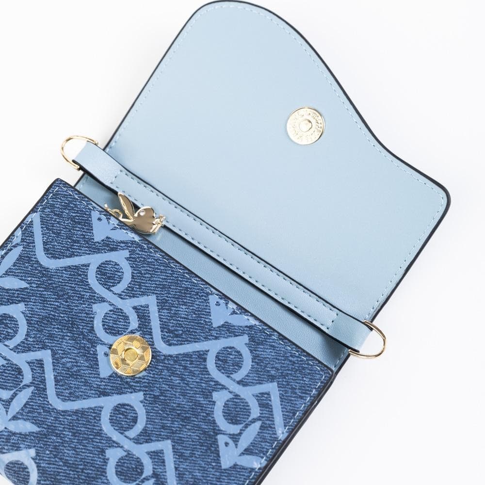 PLAYBOY รุ่น Freya Wallet on Chain กระเป๋าสตางค์ผู้หญิงใบสั้น รหัสST-WA252PB112 สกรีนลายผ้ายีนส์ รูปที่ 9