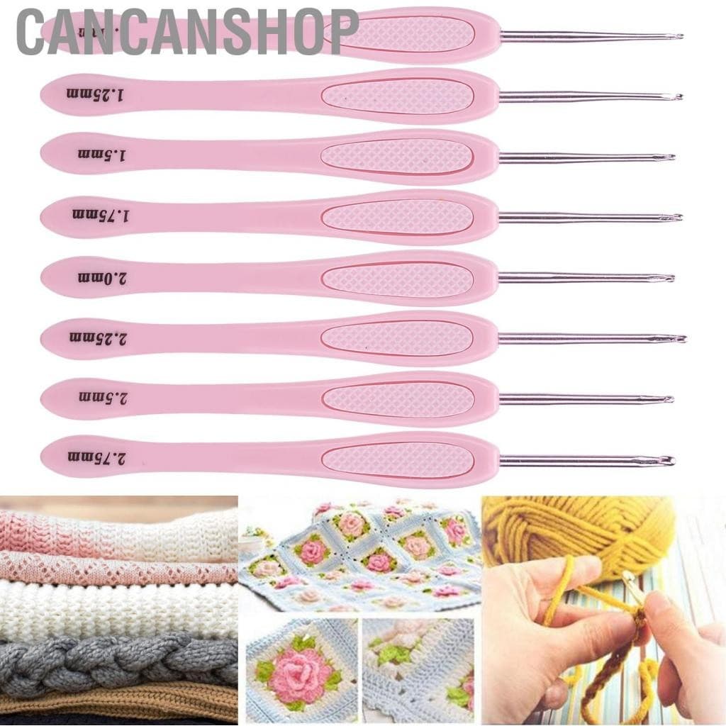 Cancanshop ตะขอโครเชต์ตามหลักสรีรศาสตร์ตั้งค่าเข็มถักราบ รูปที่ 1