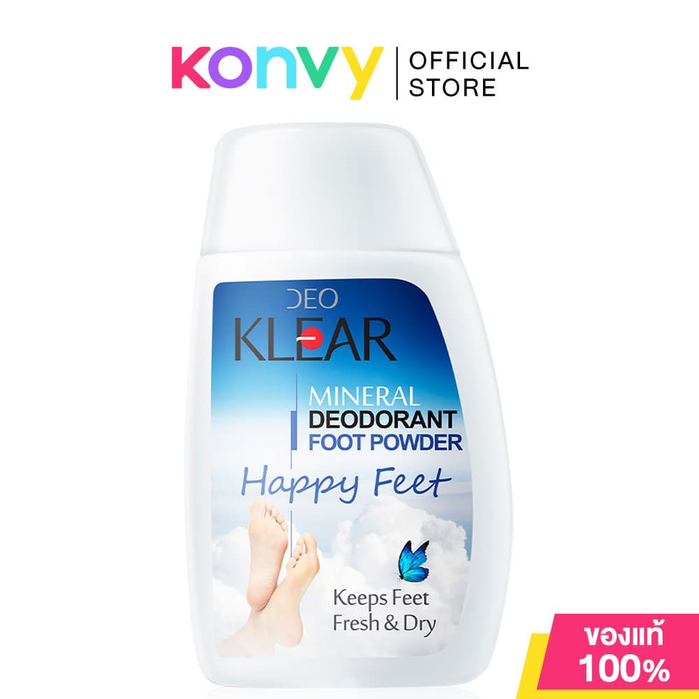 แป้งเท้า สารส้ม ดีโอเคลียร์ มิเนอรัล ดีโอโดแรนท์ ฟุท พาวเดอร์ DEOKLEAR Happy Feet Mineral Deodorant foot Powder 50g. รูปที่ 1