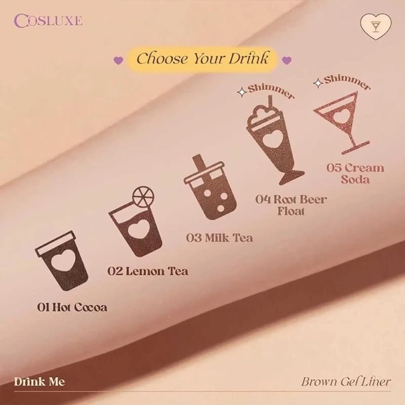 อายไลเนอร์ Cosluxe Drink Me Brown Gel Liner คอสลุคส์ ดินสอเขียนขอบตา เจล เนื้อแมท ชิมเมอร์ ตาคม ตาสวย รูปที่ 3