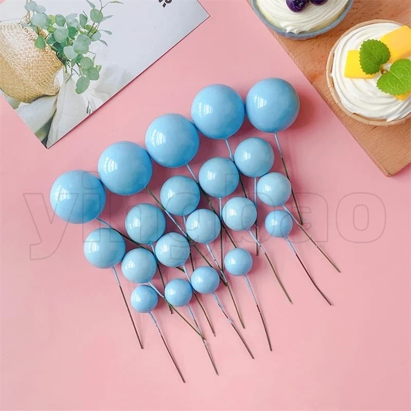 20ชิ้นผสมลูกที่มีสีสันเค้กท็อปเปอร์โฟมบอลฟองลูกตกแต่งคริสต์มาสลูกทองลูกเงินวันเกิด งานแต่งงานเบเกอรี่ขนมตกแต่งเค้ก รูปที่ 9