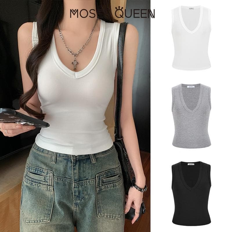 MOSESQUEEN เสื้อกั๊กแปรงเซ็กซี่ ไหล่กว้างพร้อมแผ่นรองหน้าอก เสื้อด้านในฤดูหนาวกระชับสัดส่วน #62839 รูปที่ 2