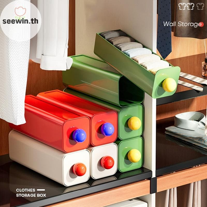 Seewin 1PC Wall Mount ถุงเท้ากางเกงประหยัดพื้นที่กางเกง Organizer สําหรับตู้เสื้อผ้าห้องนอนชุดชั้นในกล่องเก็บ th รูปที่ 2