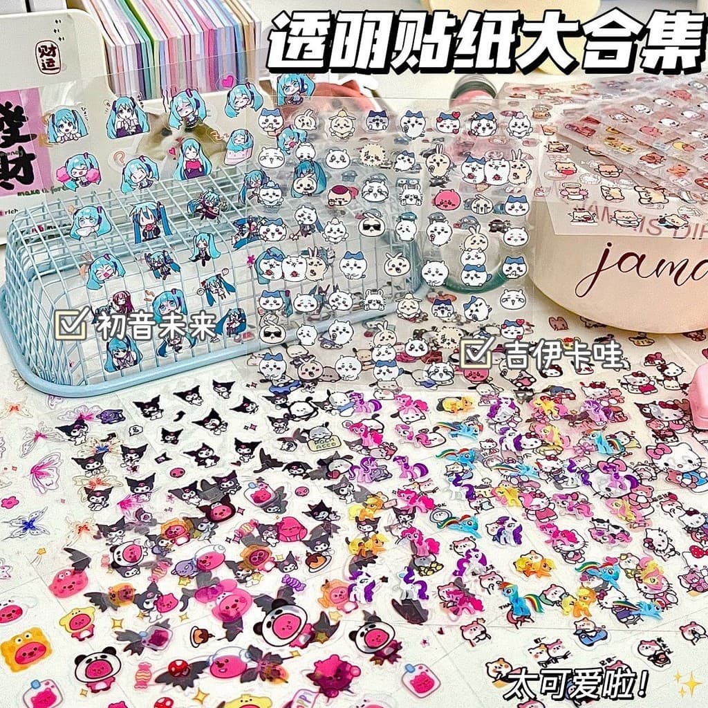 สติ๊กเกอร์โปร่งใสหลายประเภท ดินสอดินสอเล็ก ๆ น้อย ๆ ชุดใหญ่ DIY สติ๊กเกอร์ตกแต่งที่มีมูลค่าสูงนักเรียนปากกาใสกันน้ําสติ๊กเกอร์ผีเสื้อ รูปที่ 2