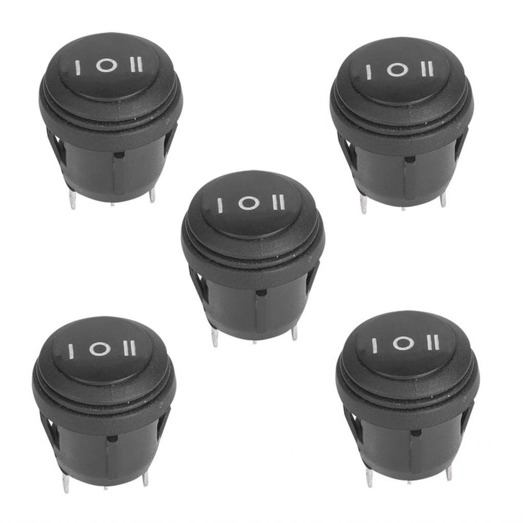 5 ชิ้น 3 ตำแหน่ง ON/OFF/ON สีดำ Round Rocker Switch Pin 10A/125V 6A/250V รูปที่ 3