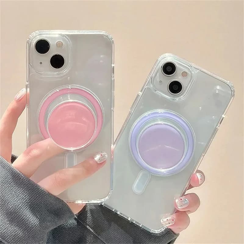 Macron สีทึบเรียบง่ายพับได้สําหรับโทรศัพท์แม่เหล็ก Griptok Stand สําหรับ iPhone ที่วางเคสชาร์จไร้สาย รูปที่ 4