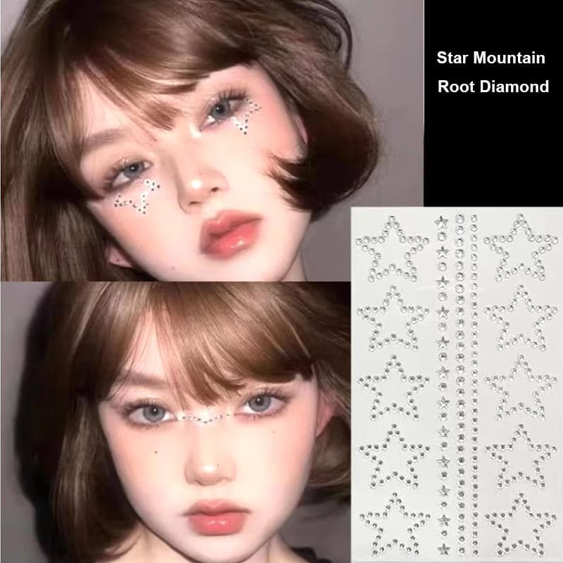 COD-ในไทยสติกเกอร์เพชร DIY ประดับโบว์รูปดาว3D สีสันสดใส ตกแต่งใบหน้า สำหรับผู้หญิง เครื่องประดับแฟชั่น-Kri รูปที่ 9