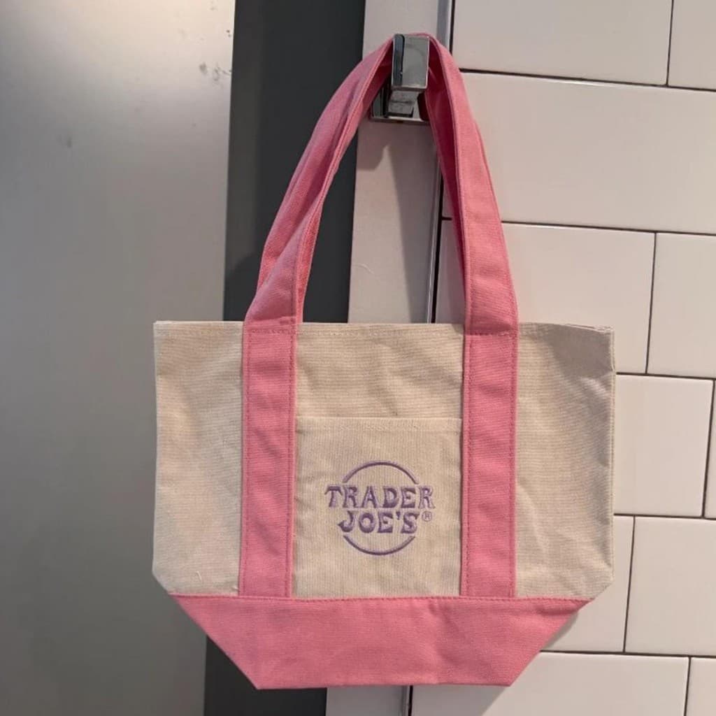 Trader Joes Mini Pastel Canvas Tote Bags Small Pastel Colored Canvas Bag Fashion Shopping Pouch รูปที่ 5