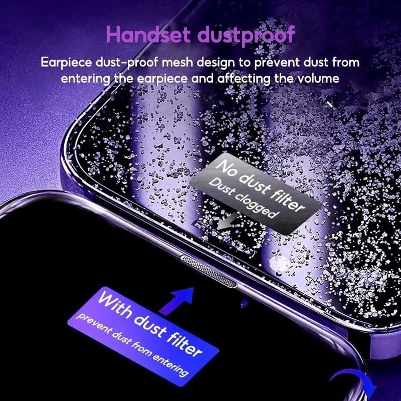 ติดง่าย แบบเต็มจอ HD ทำความสะอาดฝุ่นโดยอัตโนมัติ ฟิล์มกระจก สำหรับ iPhone 11 15 14Promax 13 12 14 15 16 Pro Max 7 8 Plus รูปที่ 9