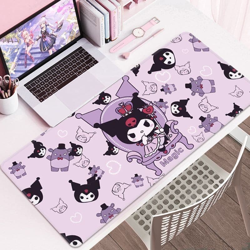 แผ่นรองเมาส์ Kuromi แป้นพิมพ์คอมพิวเตอร์ขนาดใหญ่การ์ตูนโน๊ตบุ๊คเย็บการเรียนรู้การเขียนแผ่นรองโต๊ะสาวน่ารักนักเรียน สินค้า สํานักงานของขวัญ รูปที่ 5