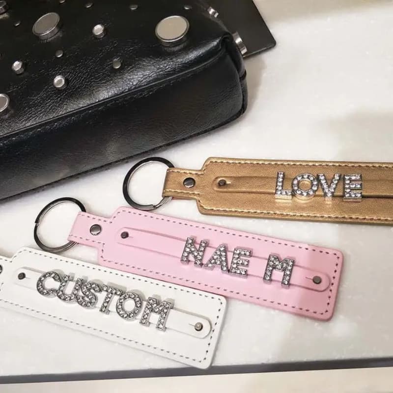ชื่อที่กําหนดเอง Pu พวงกุญแจธุรกิจของขวัญ Y2K Key แขวนจี้รถ Key Chains โลหะแหวน DIY อุปกรณ์เสริม รูปที่ 5