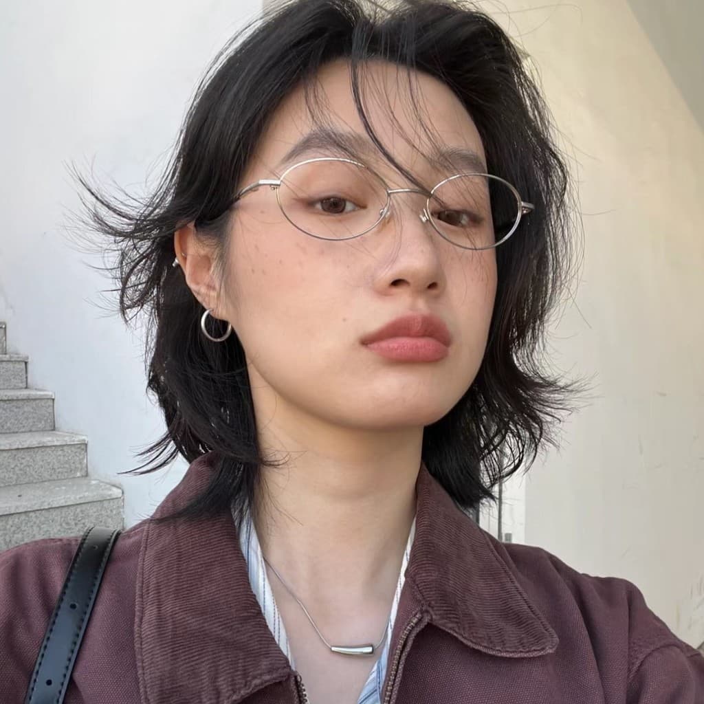 Elliptical กรอบโลหะแว่นตาผู้หญิงผู้ชายกรอบสไตล์ญี่ปุ่น รูปที่ 1
