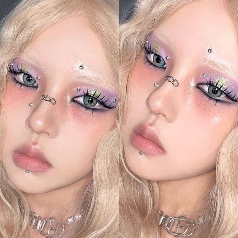 เงินจมูกปลอมเจาะสติกเกอร์ไม่เจาะใบหน้า Jewellery Self กาว Rhinestones สําหรับริมฝีปากตา Body ส่วนบุคคลตกแต่ง รูปที่ 4