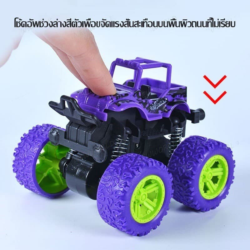 รถของเล่นเด็กรถบิ๊กฟุตโช็คสปริง 4WD รถของเล่นสปริงดูดซับแรงกระแทก กันชนหน้า หมุนได้ 360 องศา รูปที่ 4