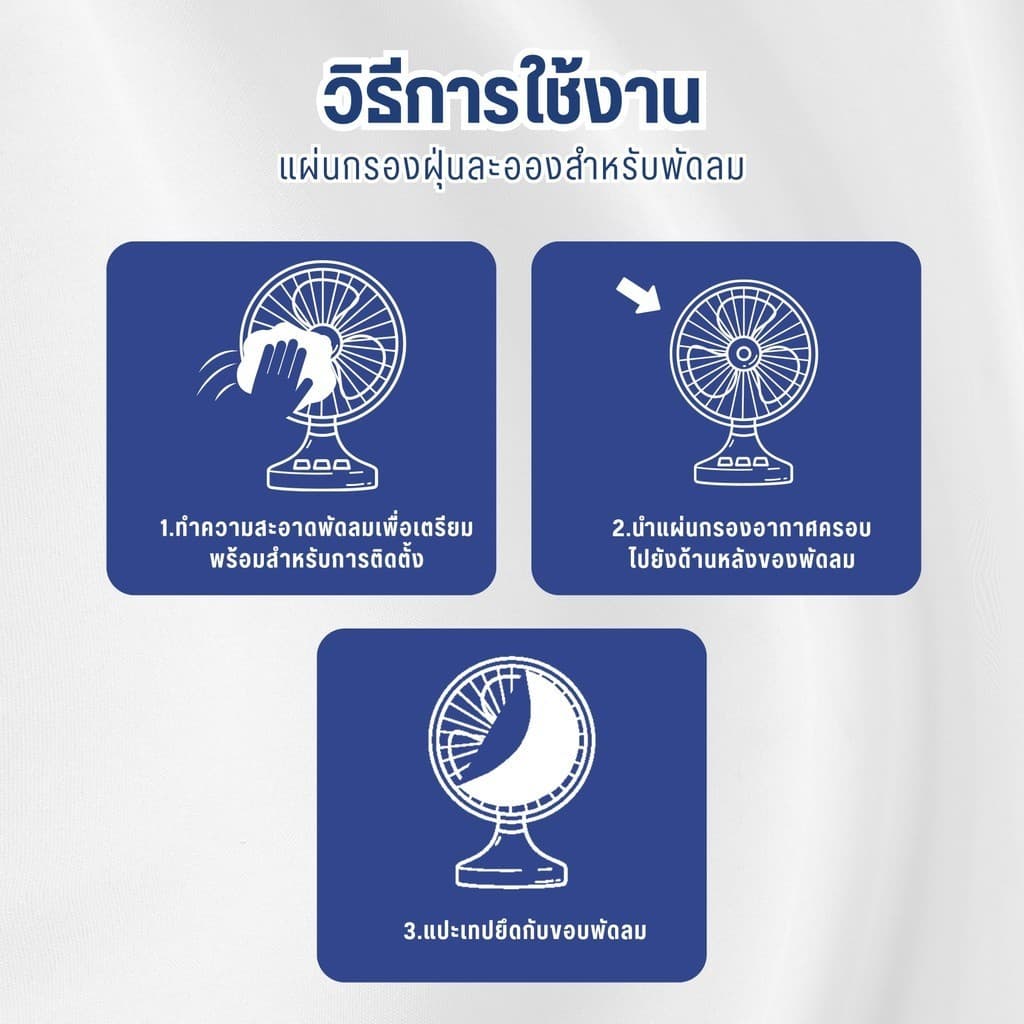 แผ่นกรองอากาศพัดลม สำหรับพัดลม ชนิดสำเร็จรูป ใช้ได้กับพัดลมขนาด 14" 16" 18" ติดตั้งง่าย รูปที่ 4