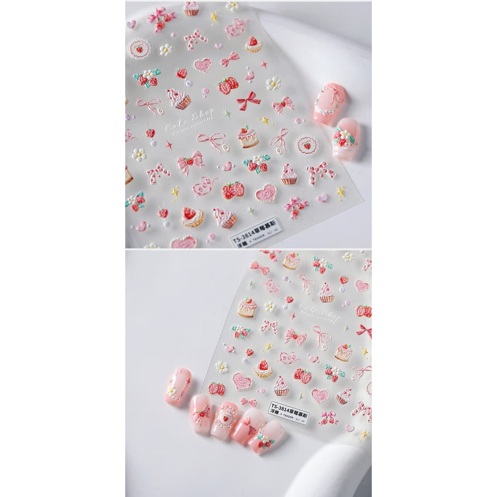 magico Moji Tietsu Cartoon Relief Finger Sticker Pro Frosted Thin Shore Sticker TS-3814 Strawberry Mousse รูปที่ 9