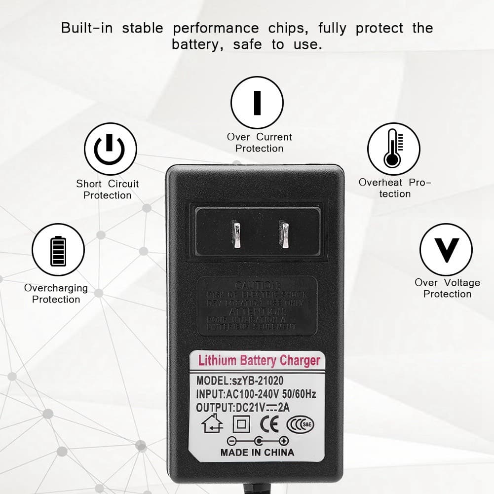 AC 100-240V DC 12V-21V 2A ปลอดภัยสำหรับการชาร์จ อแดปเตอร์ชาร์จแบตลิเที่ยม เครื่องชาร์จแบตเตอรี่ หัวชาร์จ 2a รูปที่ 7