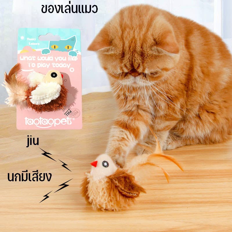 CODนกมีเสียง Interactive Cat Toys ของเล่นแมว ตุ๊กตารูปสัตว์พร้อมเสียงร้อง ตุ๊กตาแมว รูปที่ 1