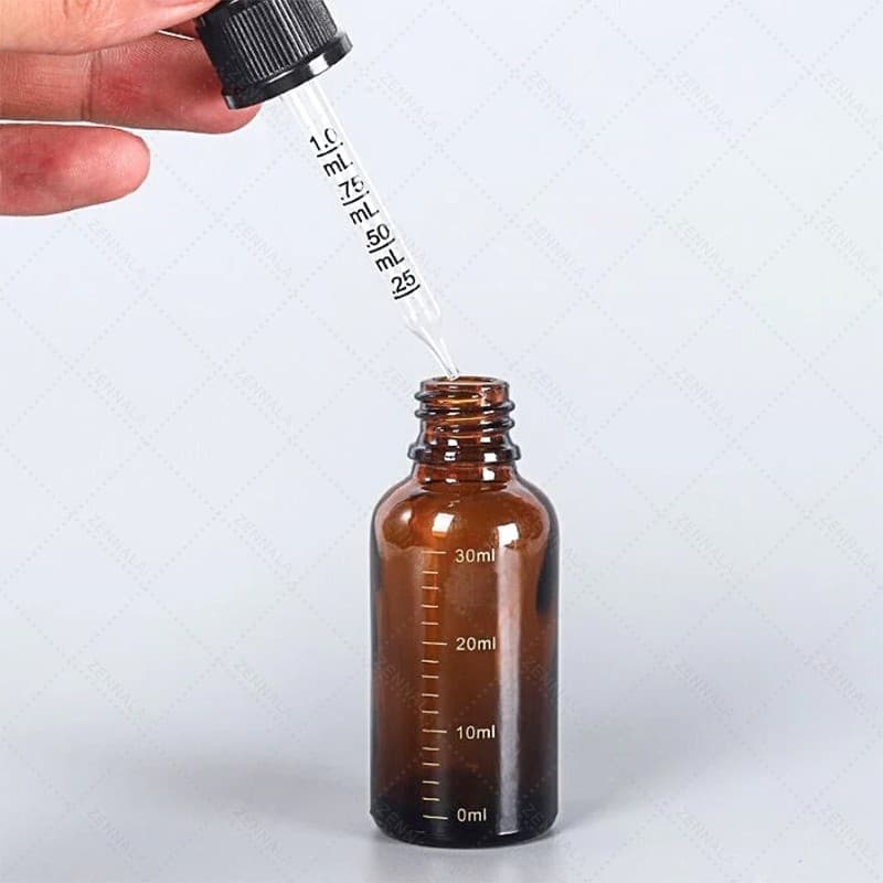 ขวดหยดสารสีชา ขวดแก้ว+หลอดหยด มีสเกล Amber Glass Dropper Bottle DIY รูปที่ 4