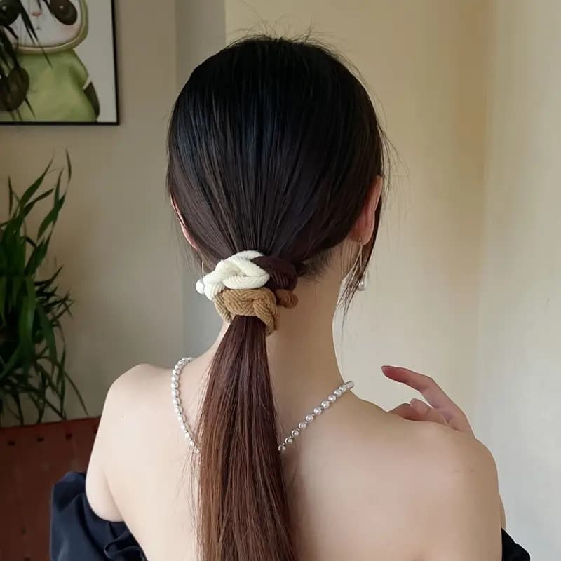 Crystal ยางรัดผมถักเส้นใหญ่ ยางรัดผม เปียใหญ่ ผูกผม มีความยืดหยุ่น น่ารักมีสไตล์ ดังโงะสวย รูปที่ 8