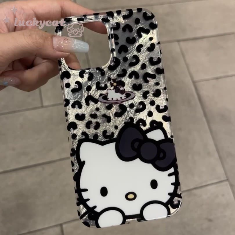 Iphone 16 15 14 13 12 11 Pro Max X Xr Xs Max 7 8 Plus SE2020 เคสโทรศัพท์ Ins เสือดาวพิมพ์ KT Cat Diamonds Bow Clear Soft Cover รูปที่ 6