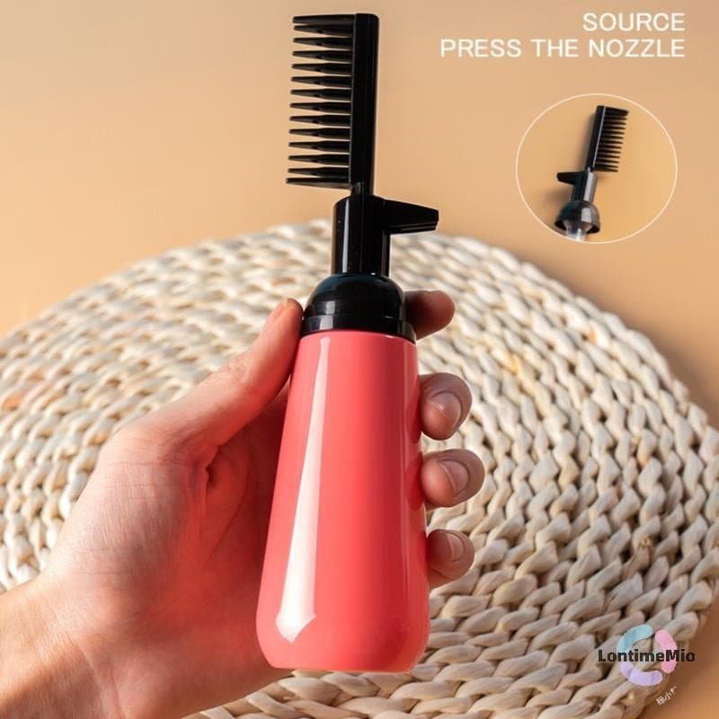 Lontimemio] หวีอุ่นผมขวดย้อมผมที่ว่างเปล่าพร้อมแปรง Applicator Dispensing Salon ใหม่ รูปที่ 1