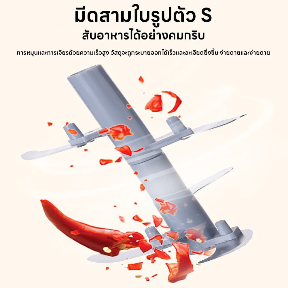 เครื่องปั่นแบบมือดึง ไม่ต้องใช้ไฟฟ้า เครื่องปั่นกระเทียม ขนาดกะทัดรัด เครื่องบดกระเทียม เครื่องบดพริก เครื่องบดอาหาร รูปที่ 8