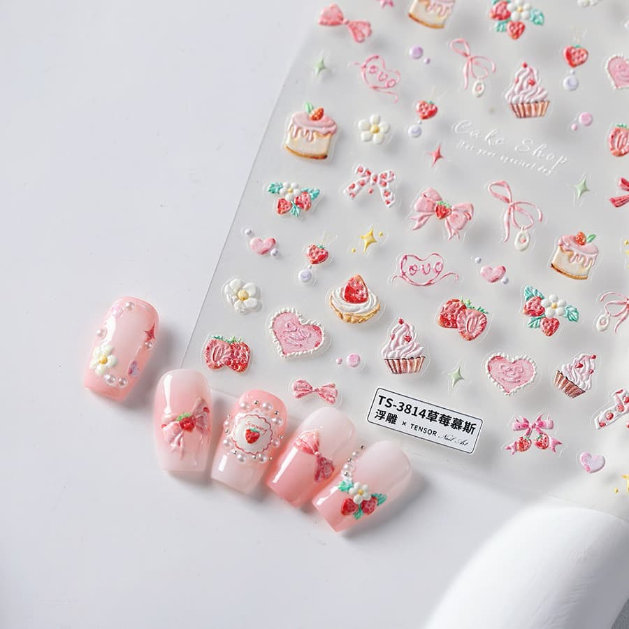magico Moji Tietsu Cartoon Relief Finger Sticker Pro Frosted Thin Shore Sticker TS-3814 Strawberry Mousse รูปที่ 4