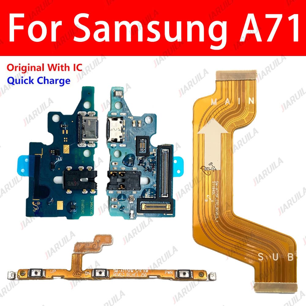 แพรตูดชาร์จ สําหรับ Samsung A71 A715F + แพรต่อบรอด พร้อมปุ่มปรับเสียง รูปที่ 1